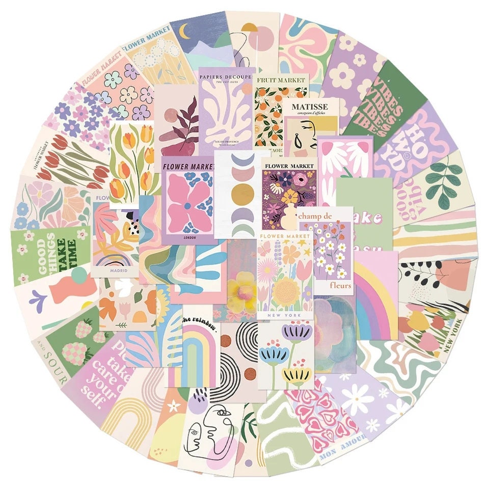 Pastel Sticker Set 10/50 PCS Danish Pastel Sticker Set | Aesthetic Pastel Design for ...