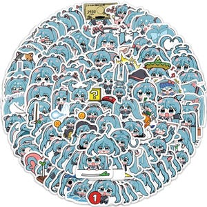 100 pegatinas de Hatsune Miku Chibi - Vinilo para portátiles, cuadernos, álbumes de recortes, diarios, agendas y teléfonos - Regalo para niños imagen 7