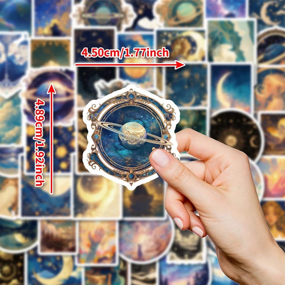 50PCS Celestial Aesthetic Stickers – Moon, Stars, Planets & Galaxy Sky ...