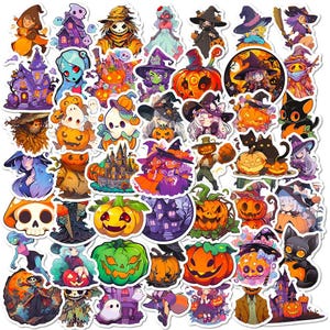 10/30/50PCS Spooky Halloween-Themed Sticker | Cute Ghost Vinyl Decal | Halloween Decor for Planners, Laptops, s, and More