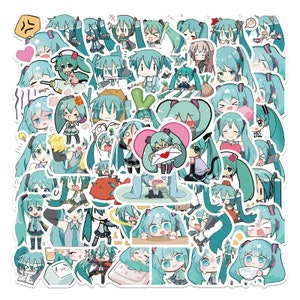 65 adesivi adorabili di Hatsune Miku Chibi - Decalcomania in vinile per laptop, quaderni, album di ritagli, planner, materiali fai da te - Regalo per bambini