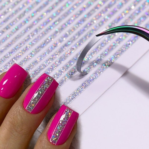 3D Line Glitter Nail Stickers /Holographic Nail Stripe