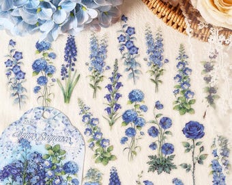 Lot de 30 autocollants floraux pressés à l'aquarelle – style vintage – pour scrapbooking, loisirs créatifs, agenda, décoration et journal.