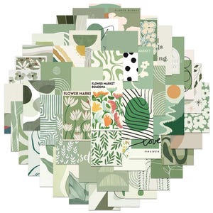 10/30/50 STUKS groene esthetische stickerset | Minimalistische plant vinyl sticker | Moderne abstracte sticker voor plakboek, planner, dagboek, laptop
