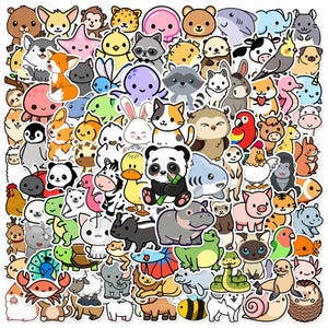 10/30/50/100PCS Cute Animal Stickers - Wildlife Zoo Farm & Sea Creatures Cartoon Animal Decal for Scrapbook Notebook Journal | Gift for Kids