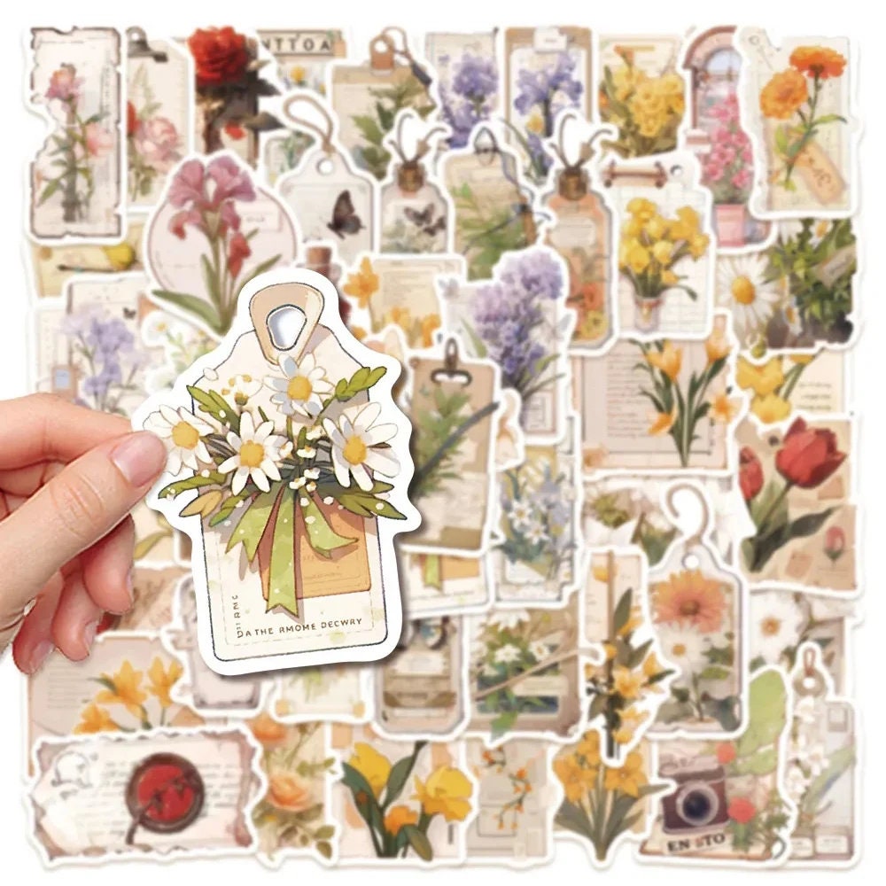 50 adesivi colorati floreali, set di adesivi con motivo floreale, adesivi impermeabili, adesivi per decorazione della stanza, bellissimi adesivi per computer, bottiglie d'acqua, scooter, bagagli, ecc