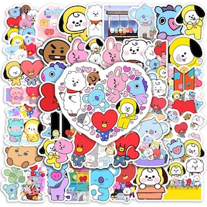 80 pegatinas de vinilo del personaje BT21: adorable decoración K-Pop, pegatinas con temática militar, regalo para fans de BTS