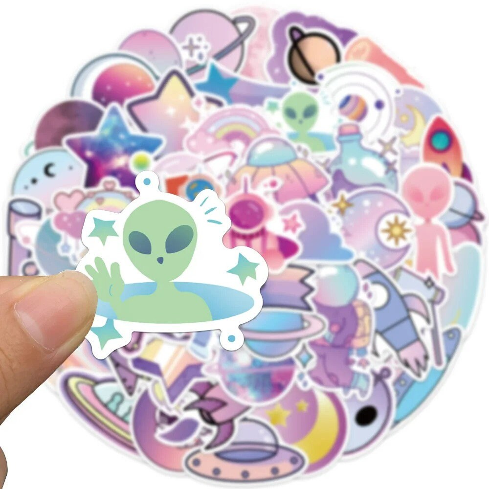 10/30/50pcs Space Stickers | Alien and Galaxy Sticker Pack | Pastel ...