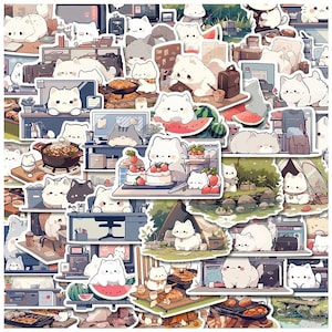 10/50 Stück Kawaii Tier Katzen Aufkleber | Geschenk für Kinder | Ästhetischer Aufkleber für Scrapbook, Journal, Planer, Notizbuch und Tagebuch