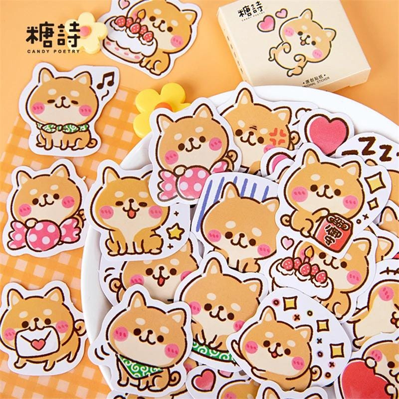 40pcs Cute Shiba Inu Fluffy Dog Sticker | Adorable and Furry Pup ...