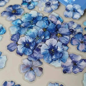 50 stks/zak esthetische bloemstickers – blauw, roze, beige, madeliefje, zonnebloem Ontwerpen voor dagboek, planner, plakboek en kunstprojecten vintage