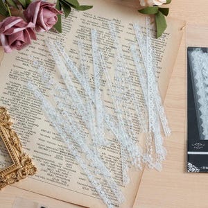 30 pezzi/confezione di adesivi con bordo in pizzo bianco/strisce di pizzo trasparente per album di ritagli, fai da te, abbellimenti, diari, planner e cancelleria