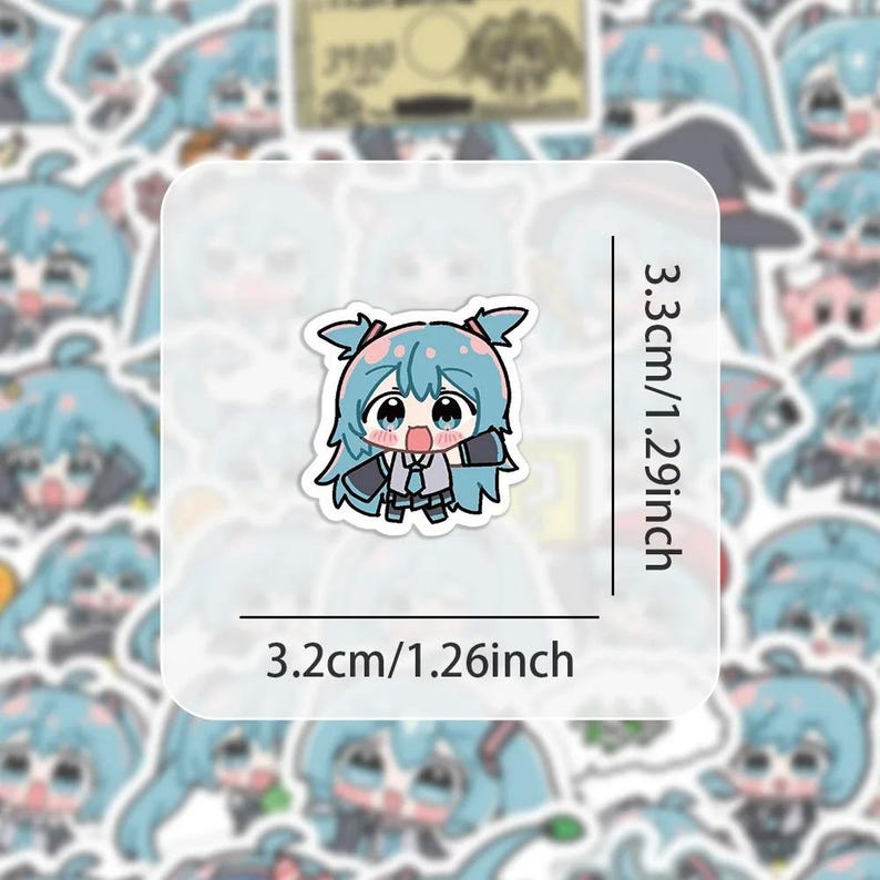 100 pegatinas de Hatsune Miku Chibi - Vinilo para portátiles, cuadernos, álbumes de recortes, diarios, agendas y teléfonos - Regalo para niños imagen 8