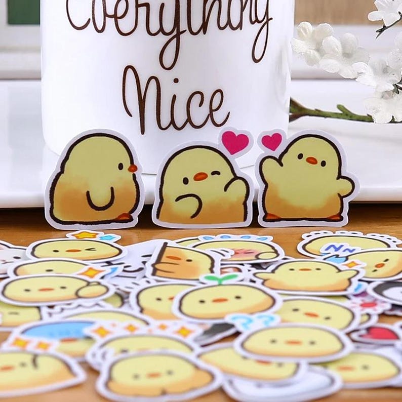 40 PCS 2.3x3cm Cute Yellow Baby Chicks and Friends Sticker Set ...