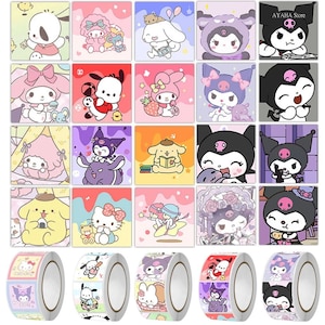 500 adesivi di ringraziamento per cartoni animati Kawaii Sanrio / adesivi estetici Hello Kitty, Kuromi, My Melody, Pochacco e Cinnamoroll.