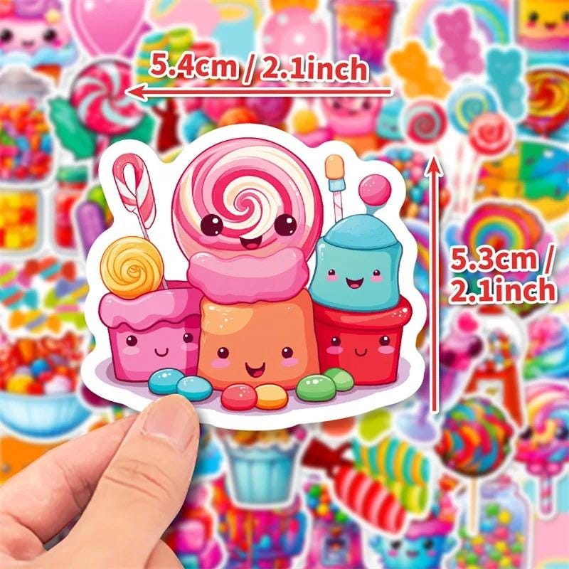 10/30/50pcs Sweet Candy Sticker - Colorful and Fun Sweet Treat Decal ...