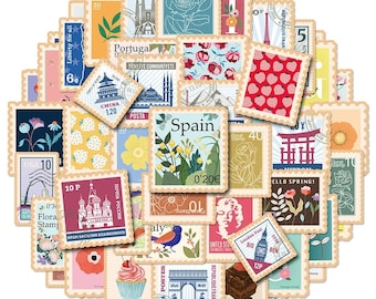 Office Stamps 135 Pcs Vintage Post Stamp Stickers | Herb Theme Paper ...