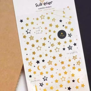 1 hoja de pegatinas de estrellas doradas / Pegatinas de constelaciones de galaxias celestiales / Planificador estético de noche estrellada, álbum de recortes y manualidades infantiles