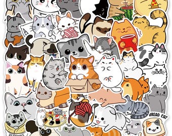 10/30/50 PCS Cute Cat Sticker Pack | Kawaii Kitty Sticker Set for Scrapbook, Journal, Planner, Notebook, and Diary | Gift for Kids |