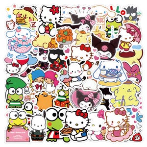 10/50/100 Stück Sanrio Character Sticker Pack | Niedliche Hello Kitty, My Melody und Freunde Aufkleber | Kawaii Briefpapier für Planer und Journals