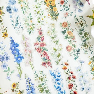 20 adesivos florais transparentes vintage – adesivos de flores botânicas em aquarela para diário, scrapbooking, planejadores e artesanato estético