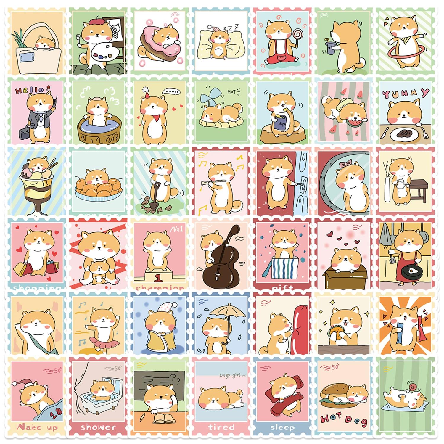 50pcs Cute Kawaii Shiba Inu Stamp Stickers – Cute Dog Decorative ...