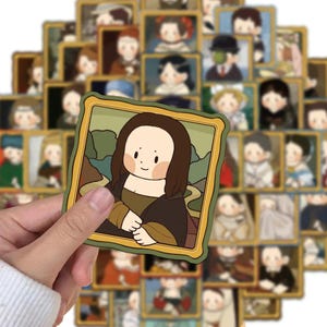 50pcs Cute Classic Art Parody Sticker – Funny Cartoon Masterpiece Portraits for Scrapbooks, and Crafts | Gift for Art Lovers and Enthusiasts