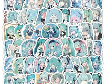 100 pegatinas de Hatsune Miku Chibi - Vinilo para portátiles, cuadernos, álbumes de recortes, diarios, agendas y teléfonos - Regalo para niños