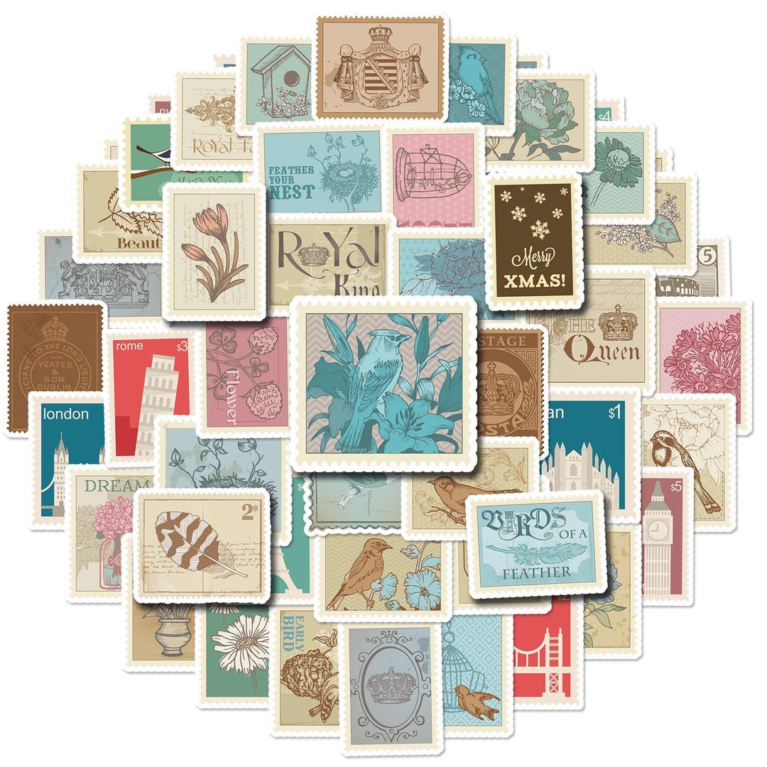 10/30/50pcs Retro Vintage Stamp Sticker | Classic Postal Art Post Vinyl ...