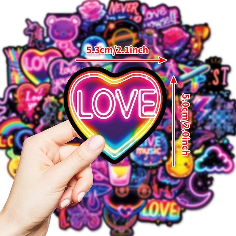 10/30/50PCS Neon Aesthetic Stickers Pack – Retro Cute and Trendy Decal ...