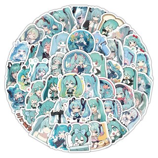 Set Da 50 Adesivi Hatsune Miku – Adesivi Anime Kawaii In Vinile Impermeabile Per Laptop, Borraccia E Chitarra