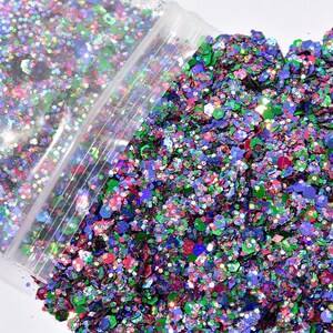 50 g de paillettes sirène de tailles variées | Grosses paillettes irisées holographiques pour résine, slime, décoration d'ongles, créations DIY, projets et embellissements