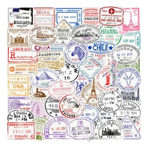 50 adesivos transparentes para passaporte | Adesivos de viagem para diários, álbuns de recortes, artesanatos com tema de viagem, diários, cadernos, decoração, agendas