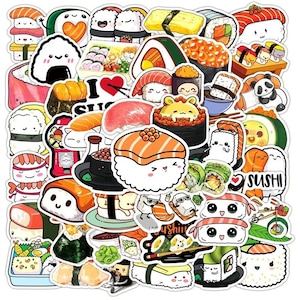 10/30/50 STKS kawaii sushistickerspakket - schattige onigiri-, nigiri-, sashimi- en rolontwerpen - perfect voor planners, plakboeken en laptops