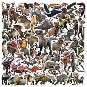 Juego de 10/30/50 pegatinas de dinosaurios prehistóricos: calcomanías de vinilo de dinosaurios para álbumes de recortes, computadoras portátiles y manualidades; regalo para niños y amantes de los dinosaurios