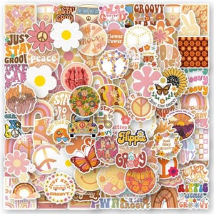 10/30/50/100 Teile Retro Groovy Sticker Set | 70er Jahre Ästhetik | Vintage Hippie Vibes Aufkleber für Scrapbook, Journal, Planer, Handy, und zum Basteln