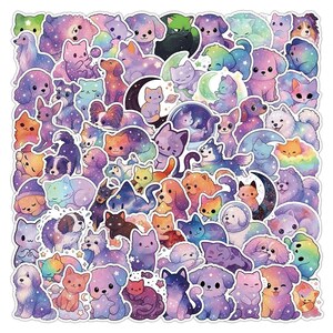 10/30/50/100 Stück Galaxy-Sticker mit Katzen- und Hundemotiven – Kosmische Katzenmotive für Planer, Handy, Scrapbooks und Laptop | DIY-Bastelset