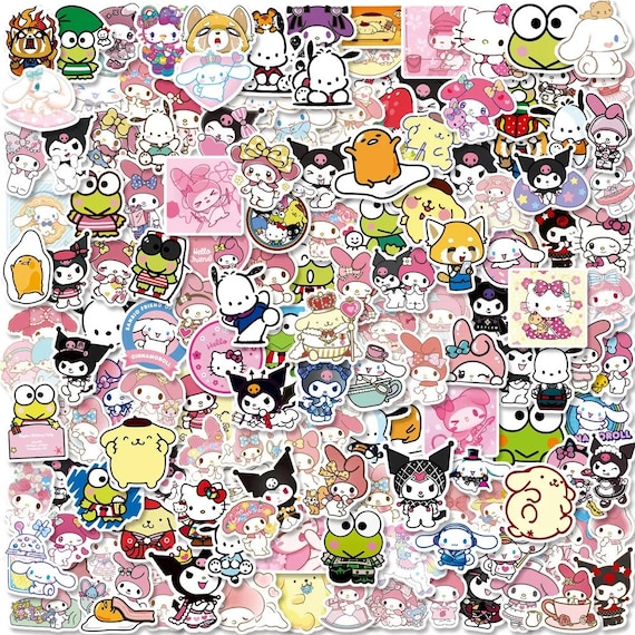 サンリオ シールパック 10キャラ入り 50種100枚 10/50/100PCS かわいいサンリオステッカーパック、ハローキティ