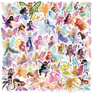Confezione da 50 adesivi di fate magiche / adesivi fantasy alati colorati per diari, scrapbooking, agende, artigianato ed estetica delle fiabe