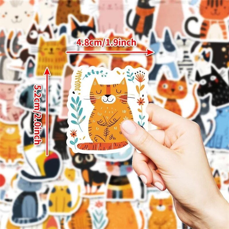 10/30/50 PCS Cute Cat Sticker Pack Kawaii Kitten Cartoon Decal, Pet ...