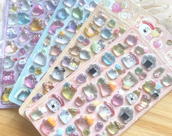 1 hoja de pegatinas de animales adorables con forma de foca, pegatinas de resina 3D, pegatinas de burbujas para álbumes de recortes, diarios y manualidades.