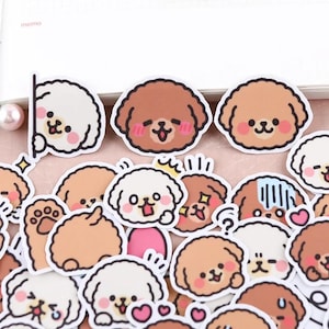 40 PCS 2,5x3,1 CM Adesivo de cachorrinho fofo fofo - Pacote de adesivos de cachorro adorável para diário de scrapbook, planejador e artesanato - Presente para amantes de cães e crianças