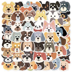 Paquete de 10/30/50 pegatinas con caras de perro adorables, pegatinas con cabeza de cachorro de dibujos animados, pegatinas para amantes de los perros para diarios, planificadores, álbumes de recortes y computadoras portátiles