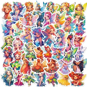 10/30/50 STÜCKE Buntes Feen Garten Sticker Set | Blumenfee Vinyl Aufkleber | Feen Aufkleber für Laptop, Planer, Scrapbook | Geschenk für Kinder