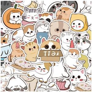10/30 / 60 STÜCKE süße Katzen-Aufkleber-Pack | Kawaii Cartoon Katze Aufkleber für Planer, Scrapbooks, Laptops | Niedliche Kitty Aufkleber für Katzenliebhaber