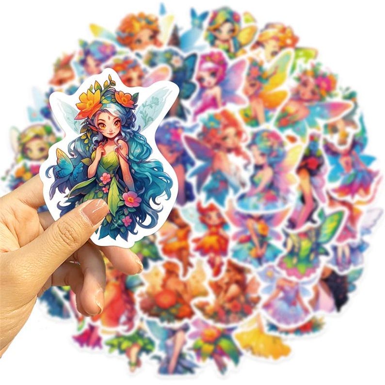 Fairy Flying Sticker 10/30/50PCS Colorful Fairy Garden Sticker Set | Flower Fairy Vinyl ...