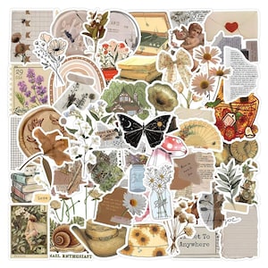 10/30/50/100pcs Vintage Minimalist Cartoon Stickers / Aesthetic Decoration Decals for Laptop, Scrapbook, Journal, Diary, and Planner