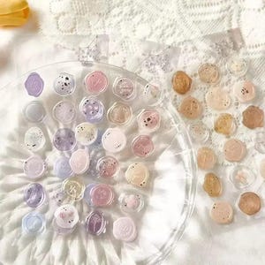 18 piezas/hoja de pegatinas de sello de cera pastel: lindo juego de pegatinas de sello de inspiración vintage para álbumes de recortes, cartas, diarios y manualidades de bricolaje