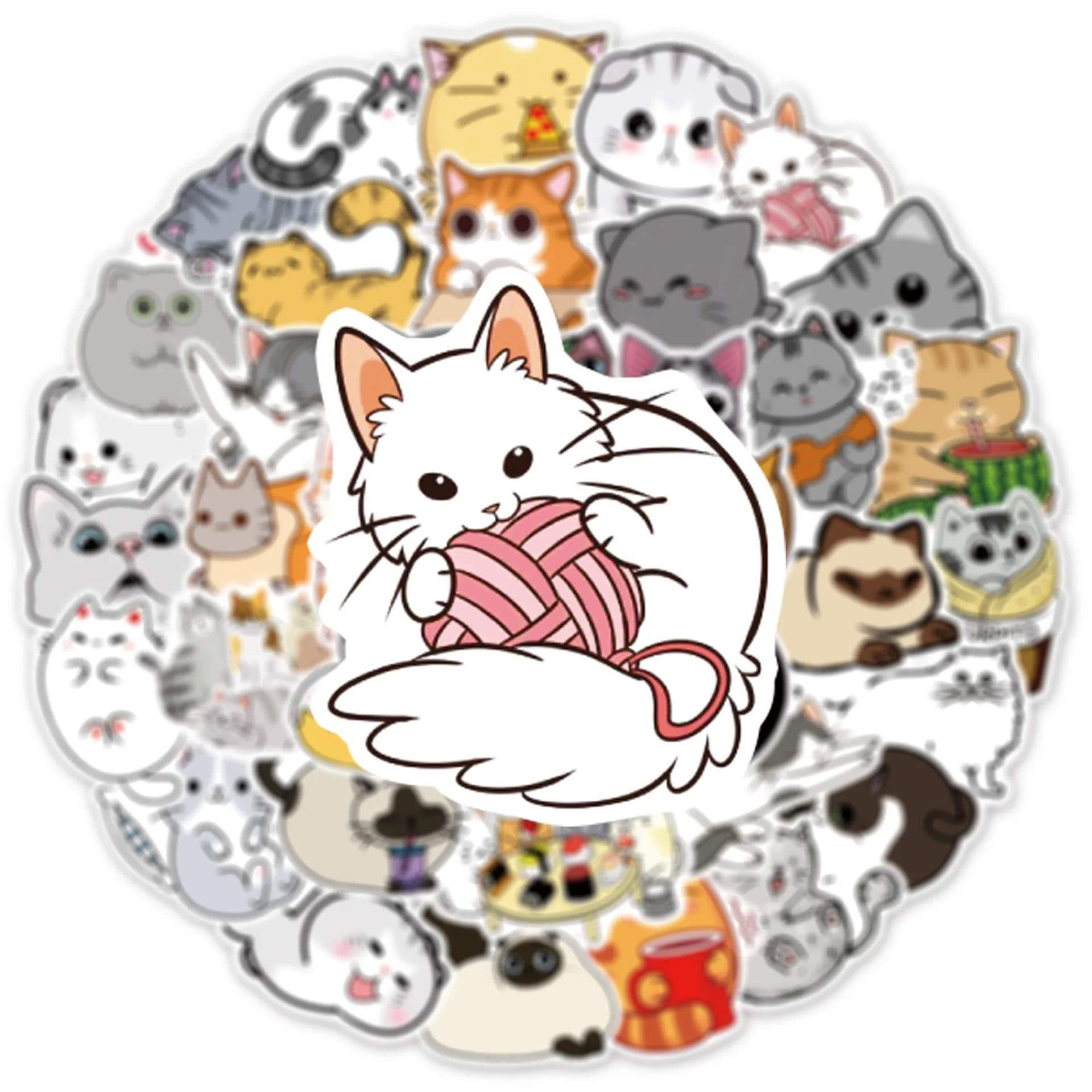 10/30/50 PCS Cute Cat Sticker Pack | Kawaii Kitty Sticker Set for ...