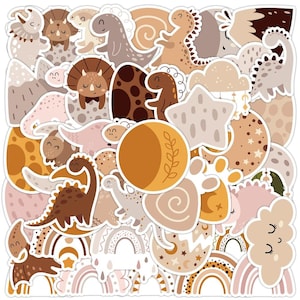10/30/50PCS Cute Dinosaur Sticker Pack – Neutral Tones Dino Stickers do dziennika, albumu i rzemiosła | Prezent dla dzieci i miłośników dinozaurów